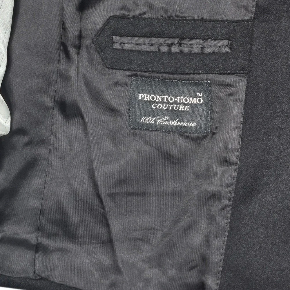 Pronto Uomo Couture Mens 42R Black Cashmere Blazer Sport Coat Jacket 2 Button
